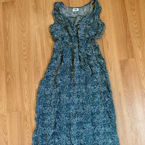 Paisley Print Green Maxi Dress